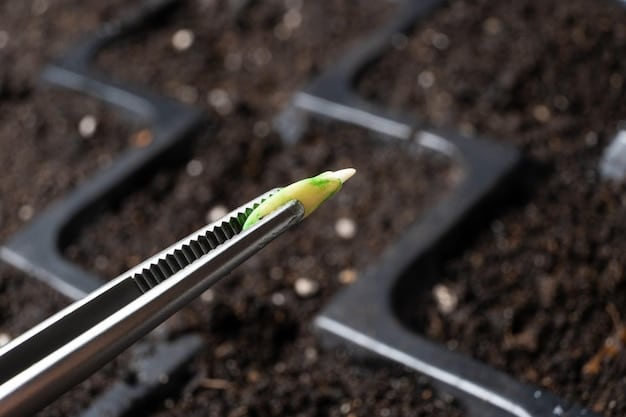 A close-up shot of a precision planter placing seeds at precise intervals and depths in the soil, highlighting the technology's accuracy.