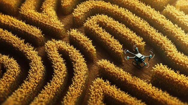 A high-resolution image of a drone equipped with multispectral cameras flying over a large cornfield. The drone is capturing images of the plants, and the data is being transmitted in real-time to a tablet held by a farmer standing at the edge of the field. The tablet displays a detailed NDVI (Normalized Difference Vegetation Index) map of the field, highlighting areas with varying plant health. This setup allows for immediate assessment and targeted interventions.