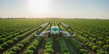 Advanced autonomous weeding robot working in a field, reducing herbicide use.