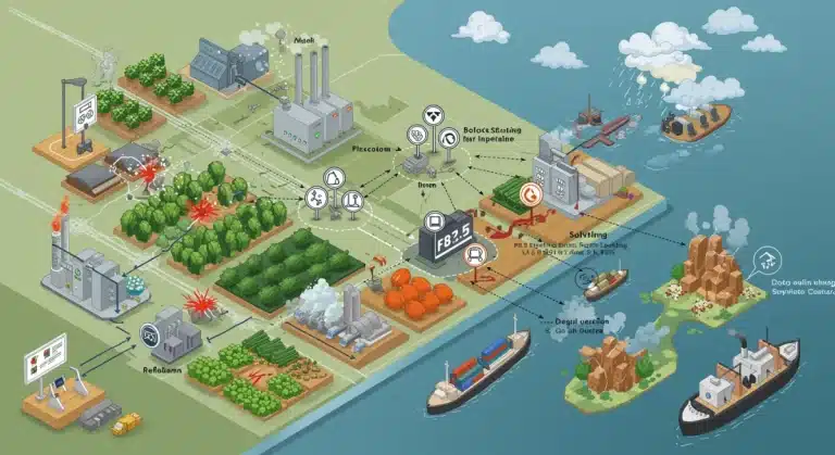 Illustration of resilient agricultural supply chain with digital tracking