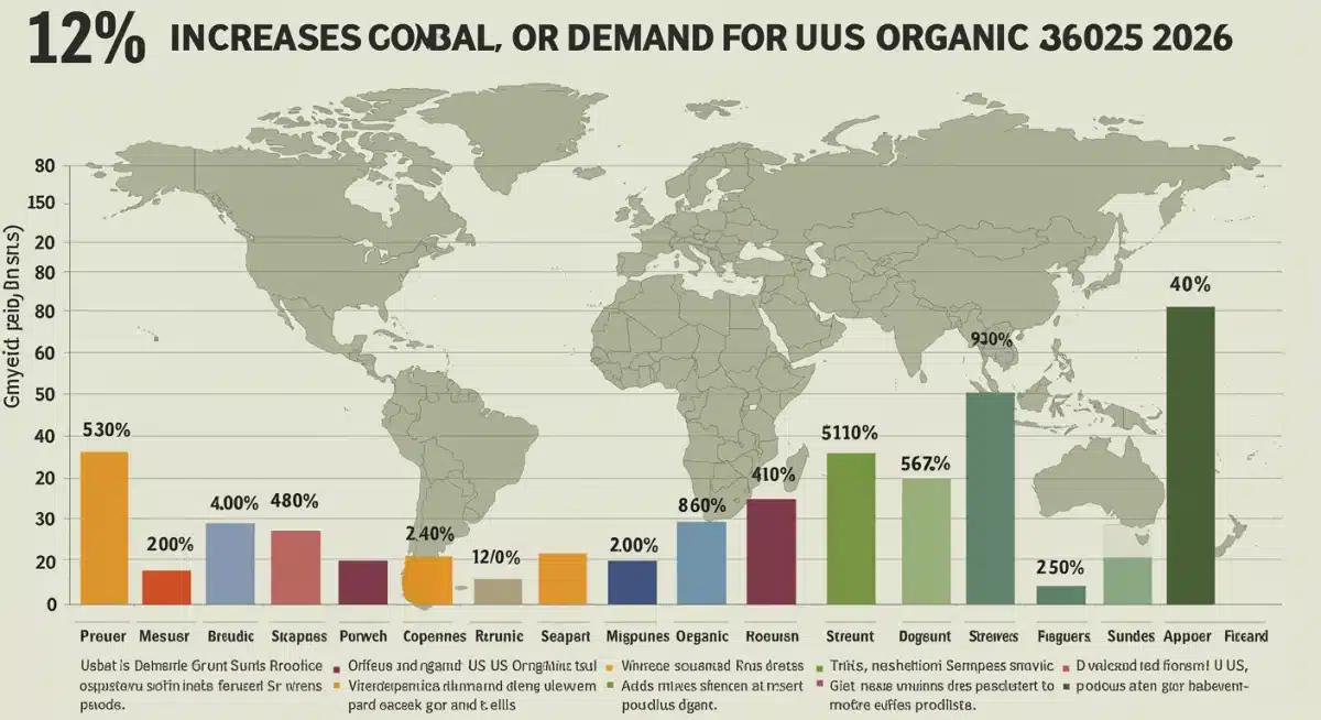Infographic showing 12% increase in global demand for US organic produce