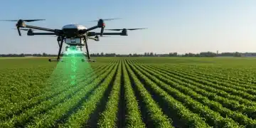 AI drone detecting weeds in a field, advanced precision agriculture