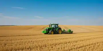 Autonomous tractor working in a US agricultural field