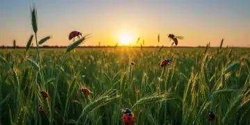 Diverse beneficial insects thriving in a healthy agricultural field