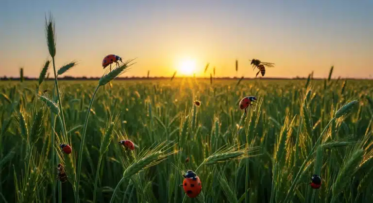 Diverse beneficial insects thriving in a healthy agricultural field