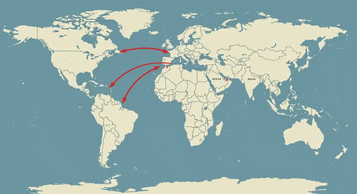 World map showing diversified trade routes for US agricultural products.