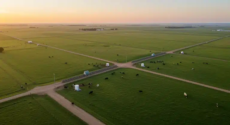Sustainable livestock farm with advanced technology for efficiency and emission reduction