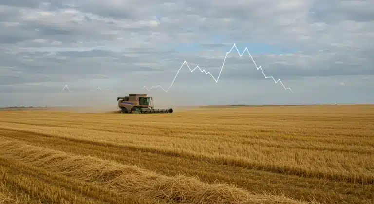 Vast wheat field symbolizing US agricultural exports facing global economic slowdown.