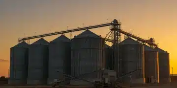 Modern automated grain storage facility with silos and advanced technology