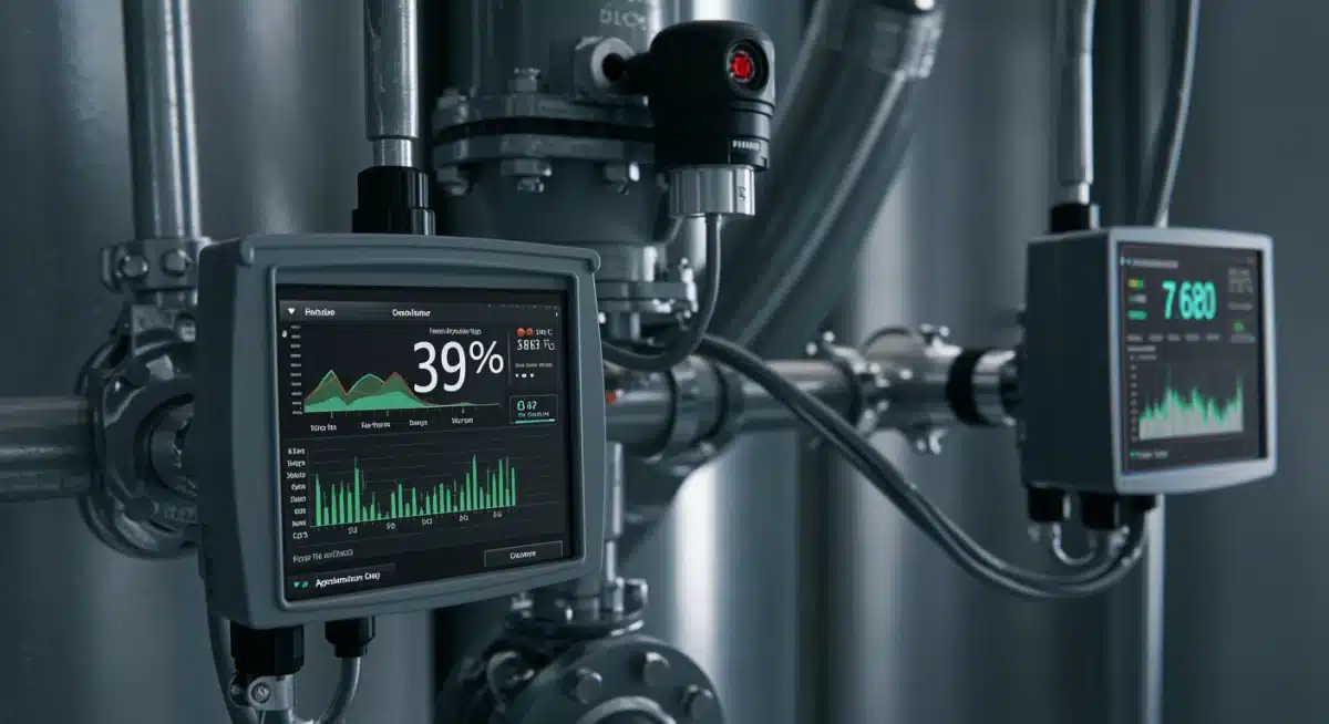 Grain silo interior with advanced sensors monitoring environmental conditions