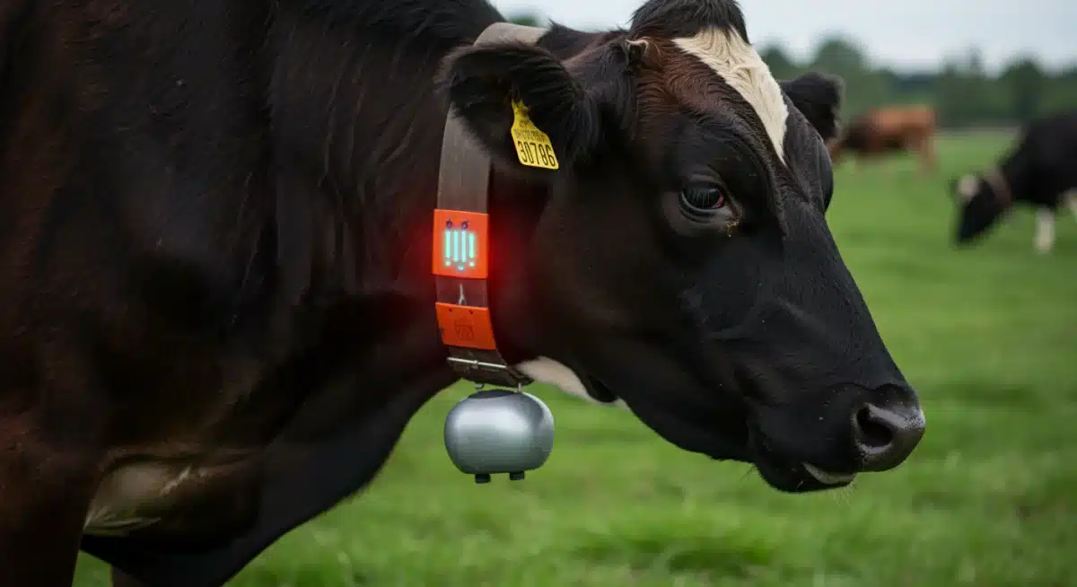 Smart collar on cow transmitting health data