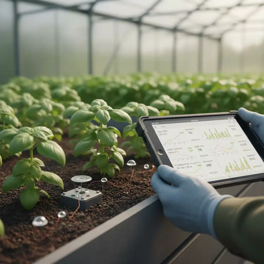 Greenhouse plant health monitoring sensors and data display